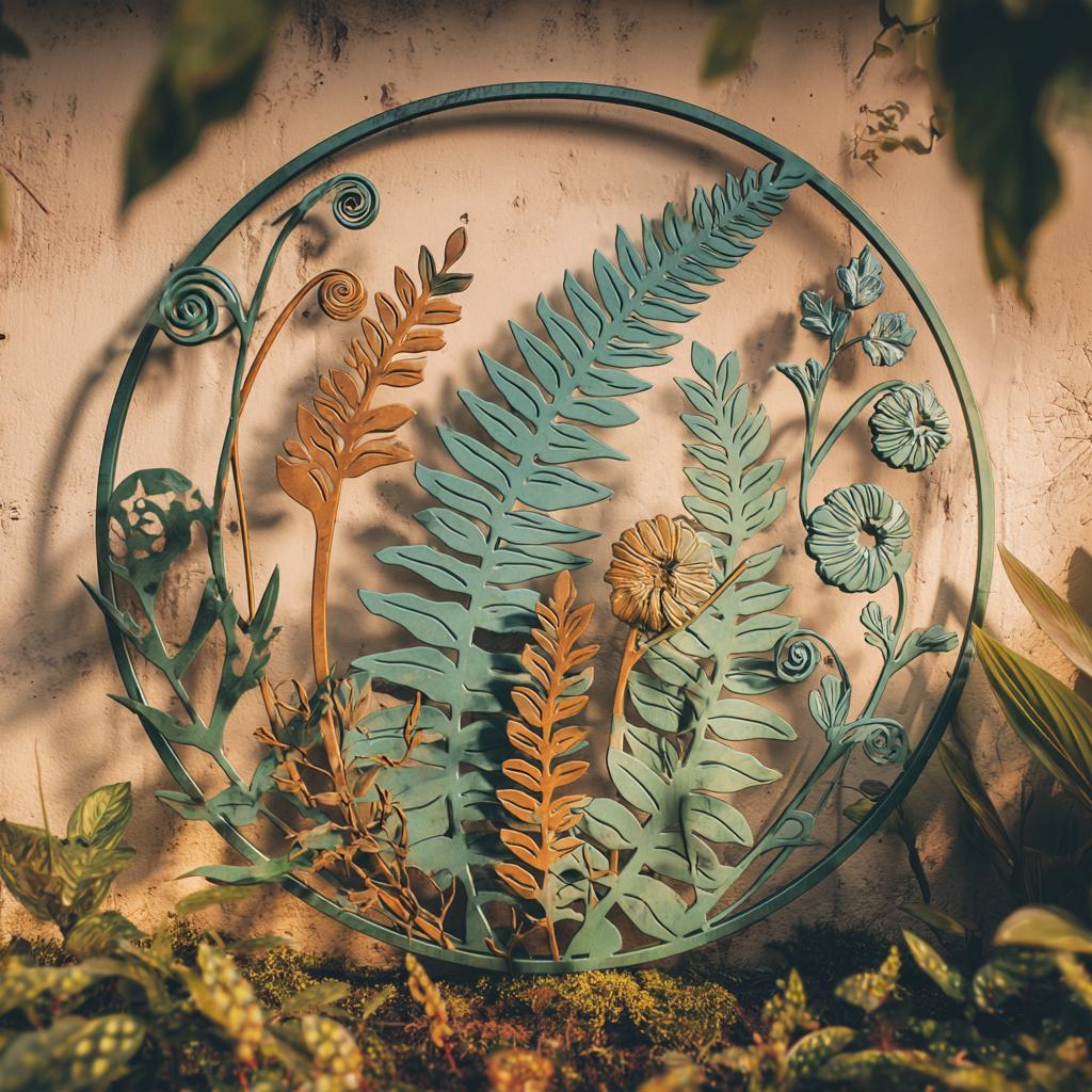 UV Printed Aluminum Fern Wall Art, Rustic Garden Metal Decor (2D Flat Sign)