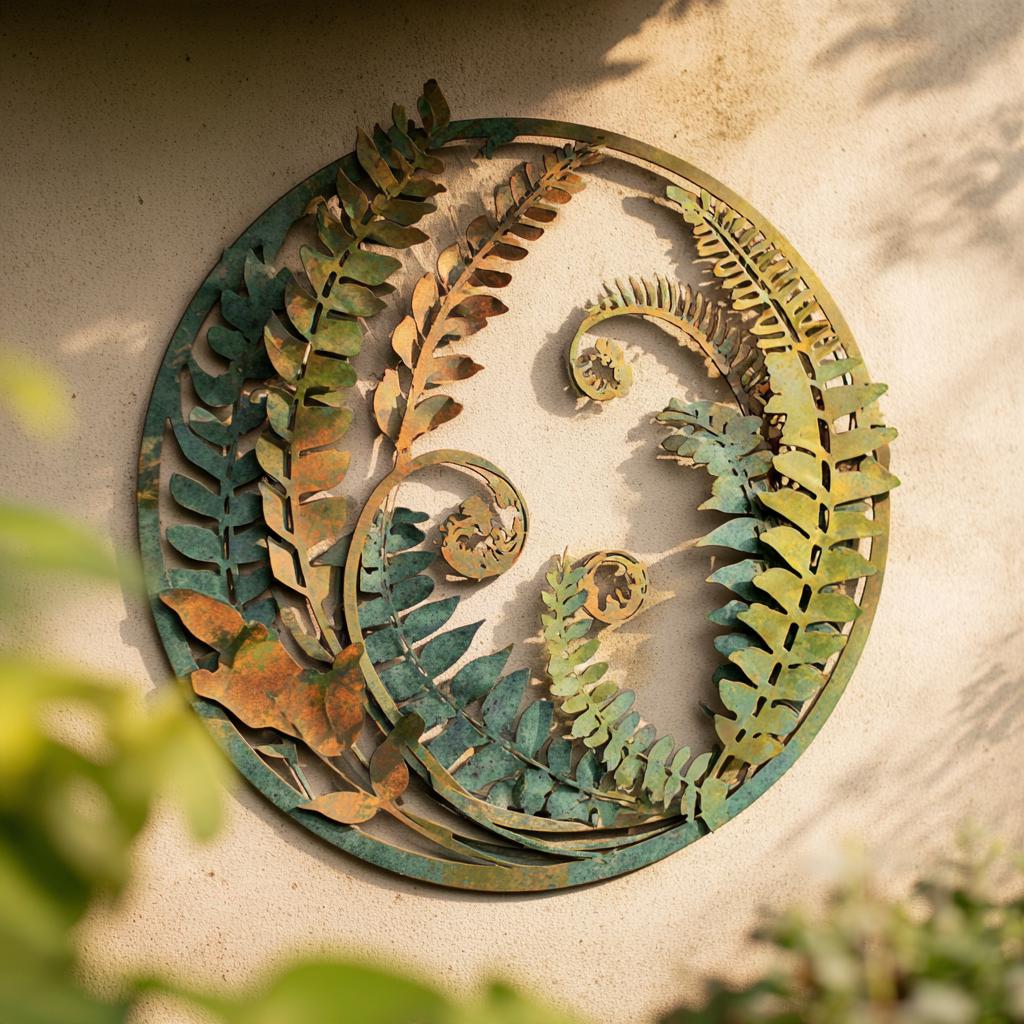 UV Printed Aluminum Fern Wall Art, Rustic Garden Metal Decor (2D Flat Sign)