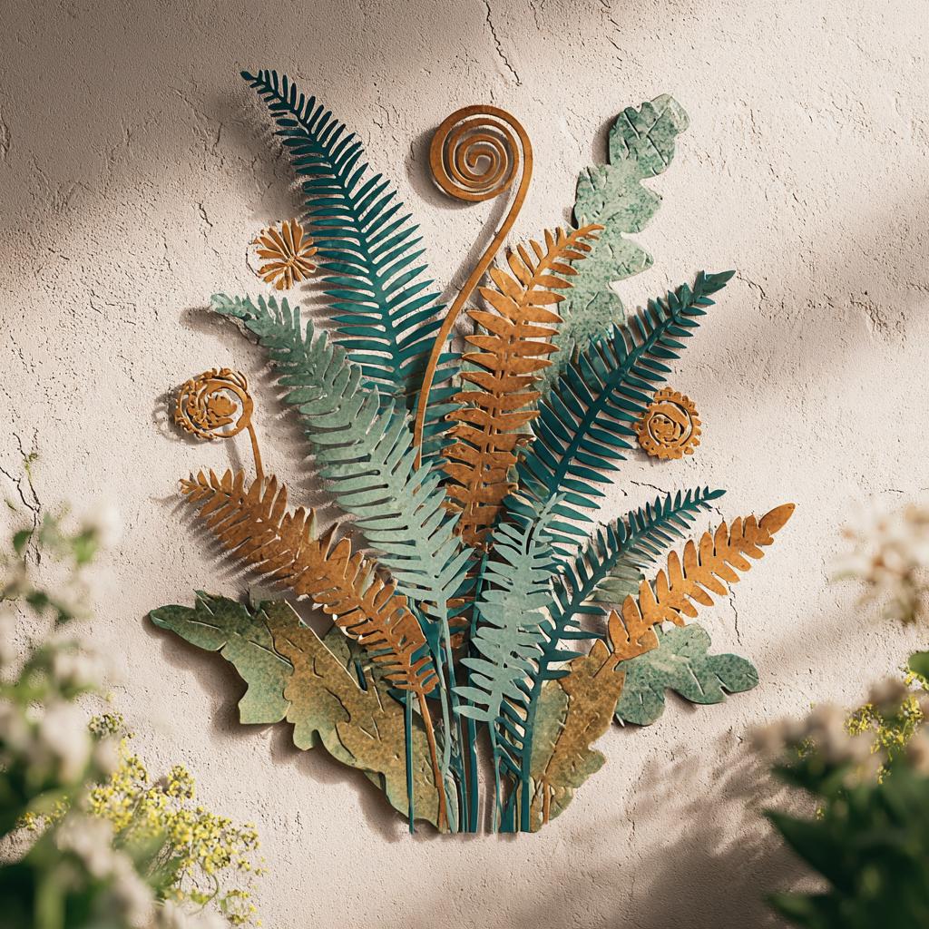 UV Printed Aluminum Fern Wall Art, Rustic Garden Metal Decor (2D Flat Sign)