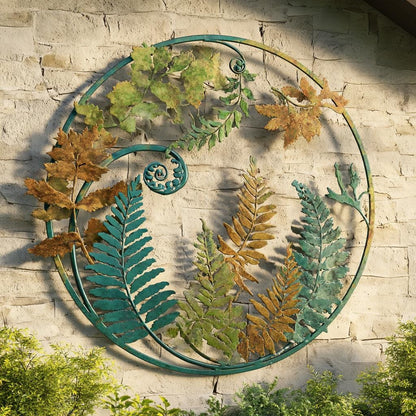 UV Printed Aluminum Fern Wall Art, Rustic Garden Metal Decor (2D Flat Sign)