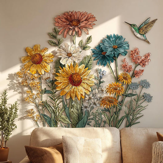 UV Printed Aluminum Metal Wall Art, Rustic Floral Garden Decor (2D Sign)
