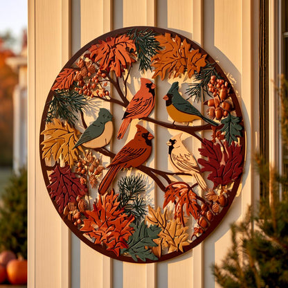 Flock of Birds Metal Wall Art, Autumn Garden Decor, UV Printed Aluminum Sign