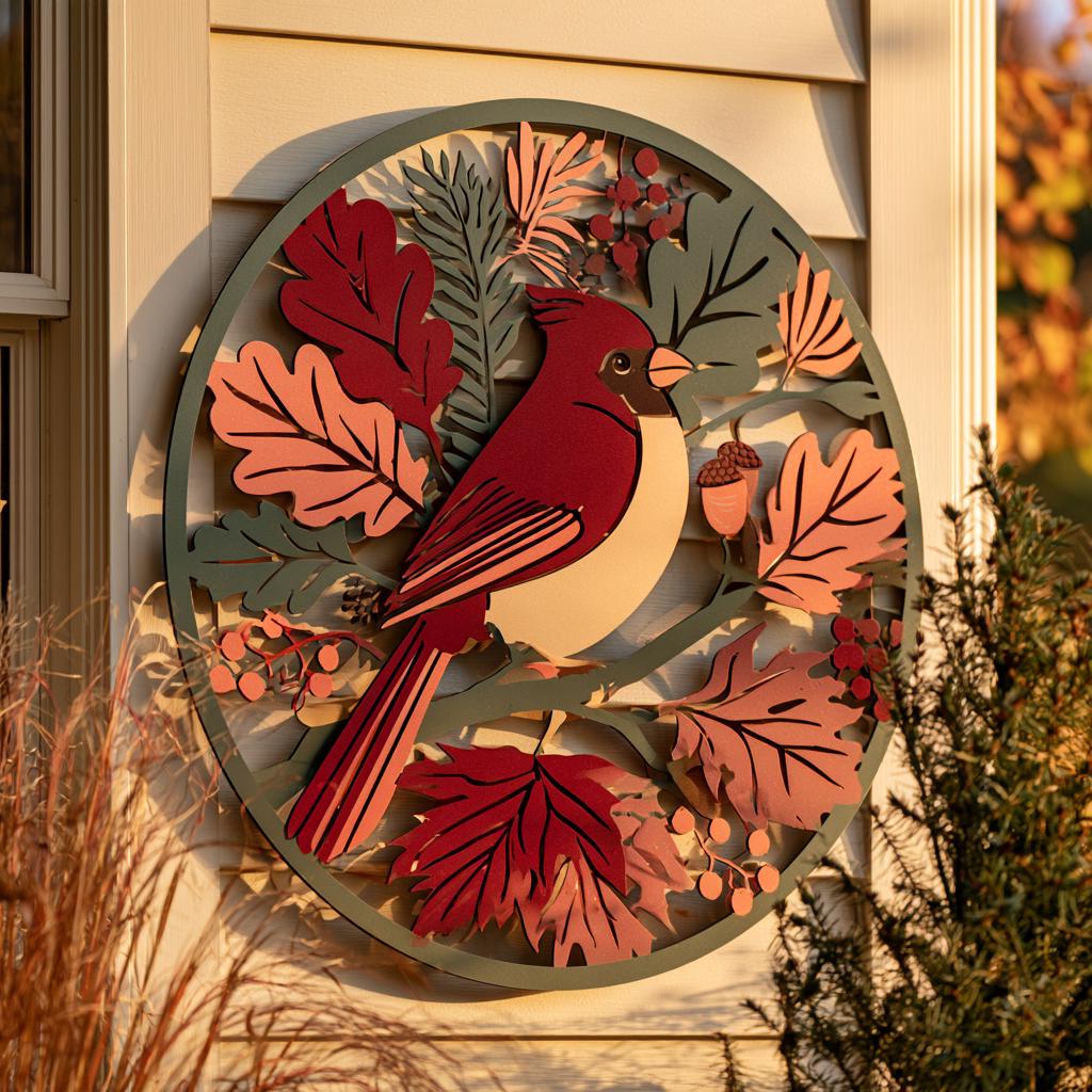 Flock of Birds Metal Wall Art, Autumn Garden Decor, UV Printed Aluminum Sign