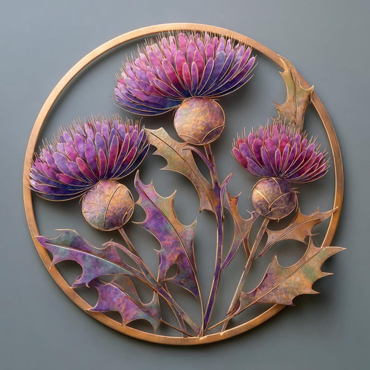 UV Printed Thistle Flower Metal Wall Art, Rustic Botanical Garden Decor (Aluminum Sign)