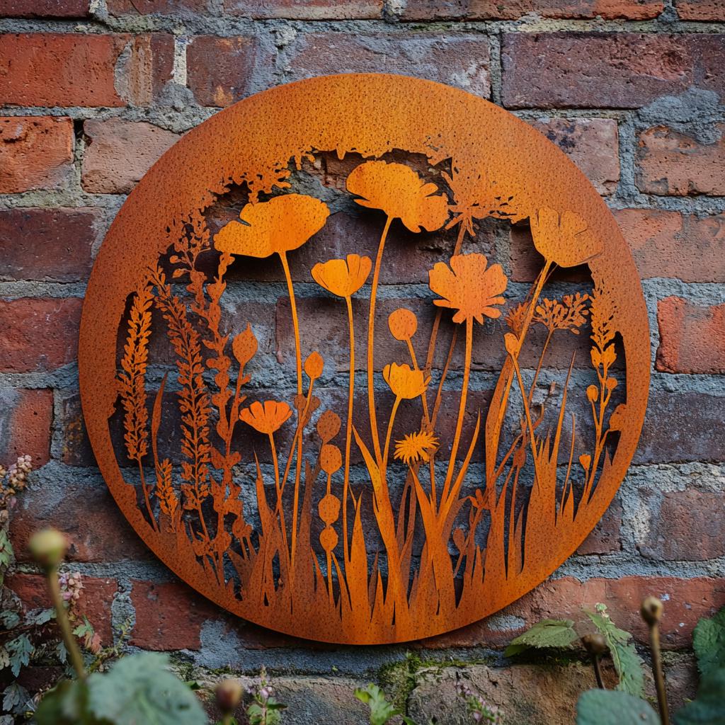 UV Printed Aluminum Metal Wall Art, Rustic Wildflower Garden Decor (2D Flat Sign)