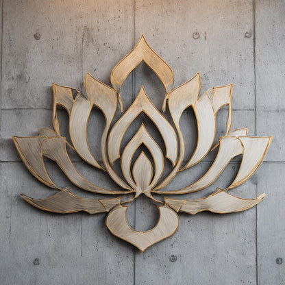 Rustic Lotus Metal Wall Art, UV Printed Aluminum, Farmhouse Garden Decor