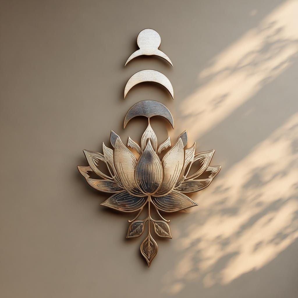 Moon Phase Lotus Metal Wall Art, Celestial Boho Decor (UV Printed Aluminum)