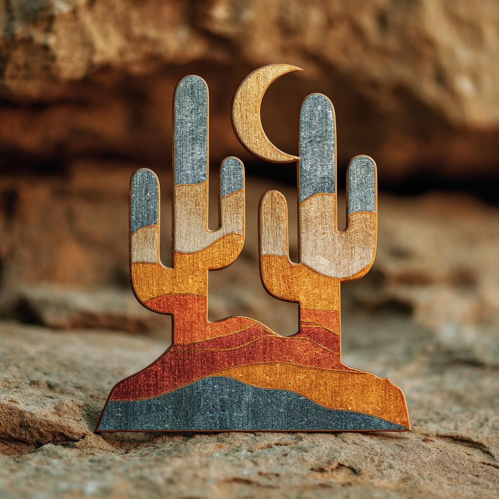 UV Printed Aluminum Cactus Wall Art, Southwestern Desert Decor, Rustic Boho Garden Sign