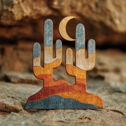 UV Printed Aluminum Cactus Wall Art, Southwestern Desert Decor, Rustic Boho Garden Sign