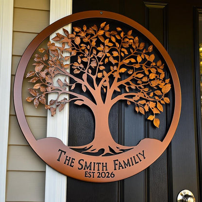 Custom Family Tree of Life Metal Sign, UV Printed Aluminum Wall Art (Est 2026)