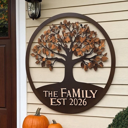 Custom Family Tree of Life Metal Sign, UV Printed Aluminum Wall Art (Est 2026)