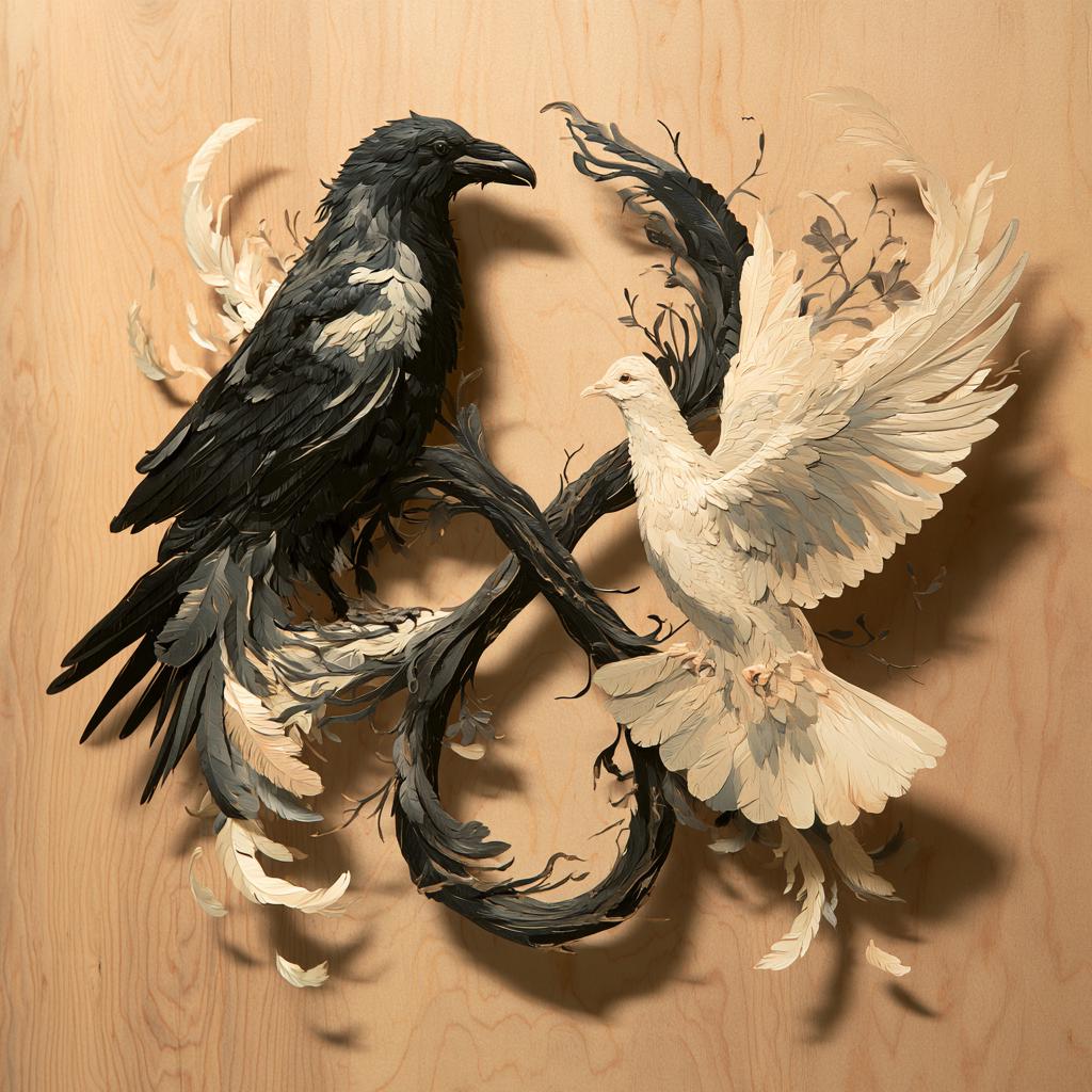 Infinity Raven Dove Metal Wall Art, Gothic Spiritual Decor (UV Printed Aluminum)