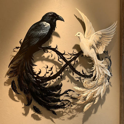 Infinity Raven Dove Metal Wall Art, Gothic Spiritual Decor (UV Printed Aluminum)