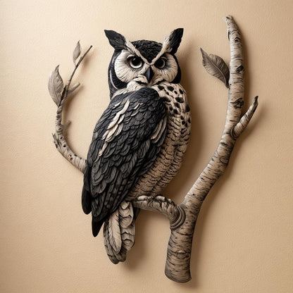 UV Printed Aluminum Owl Wall Art, Birch Tree Infinity Sign, Woodland Decor