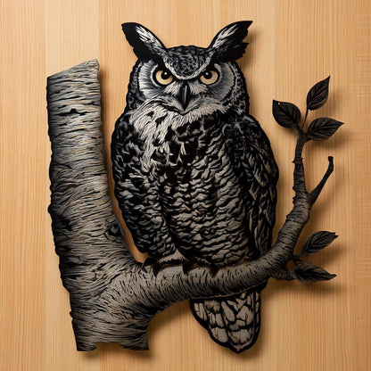 UV Printed Aluminum Owl Wall Art, Birch Tree Infinity Sign, Woodland Decor