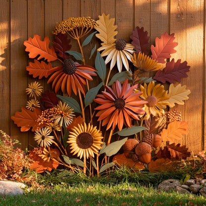 Autumn Wildflower Metal Wall Art, UV Printed Aluminum Sign, Fall Floral Decor