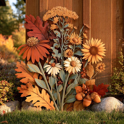 Autumn Wildflower Metal Wall Art, UV Printed Aluminum Sign, Fall Floral Decor