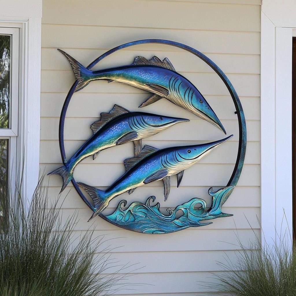 UV Printed Aluminum School of Swordfish Wall Art – Coastal Nautical Decor