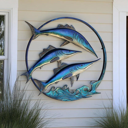 UV Printed Aluminum School of Swordfish Wall Art – Coastal Nautical Decor