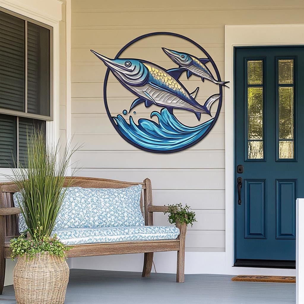 UV Printed Aluminum School of Swordfish Wall Art – Coastal Nautical Decor