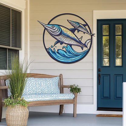 UV Printed Aluminum School of Swordfish Wall Art – Coastal Nautical Decor
