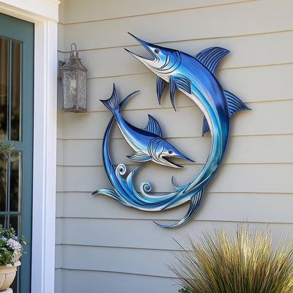 UV Printed Aluminum School of Swordfish Wall Art – Coastal Nautical Decor