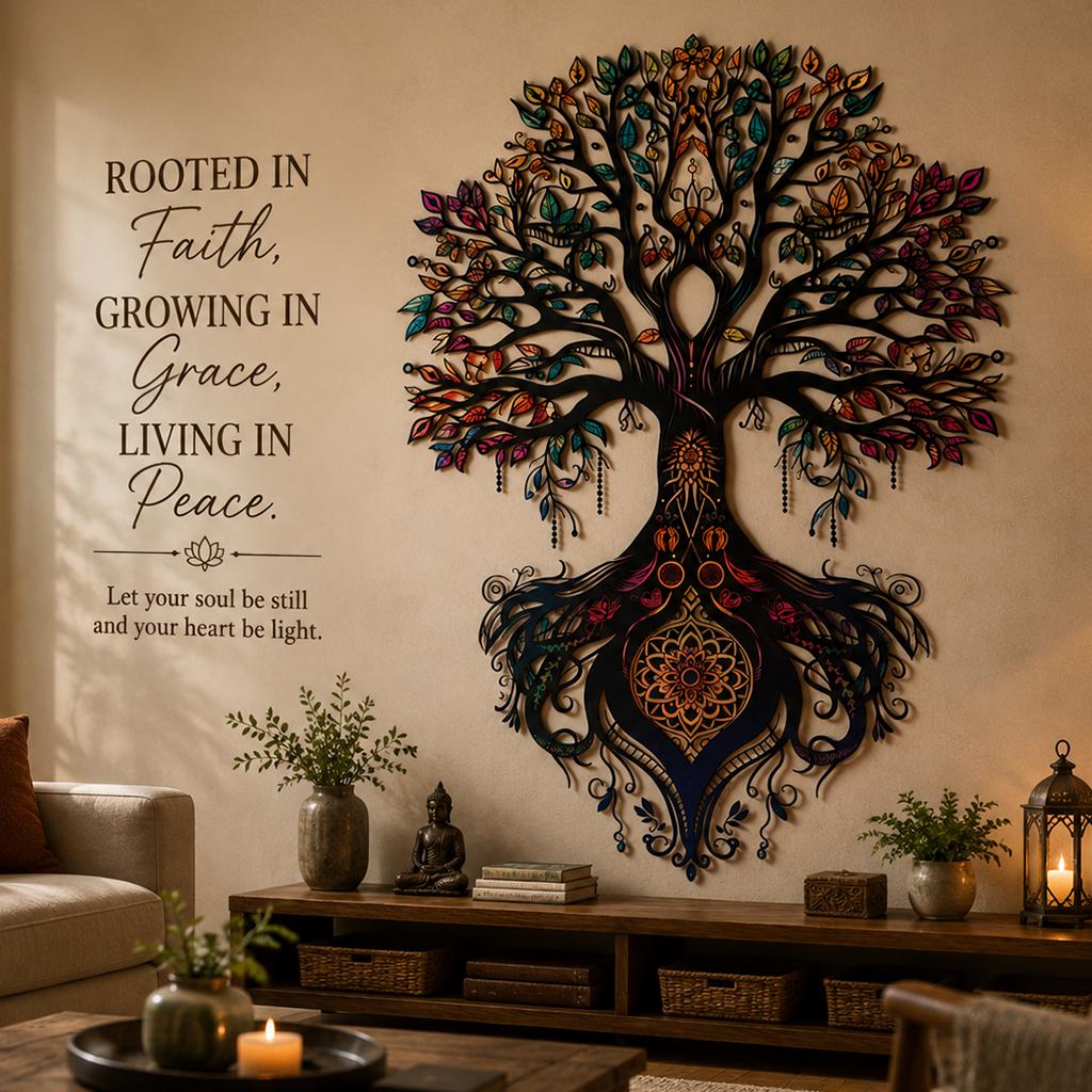 Metal Wall Art Boho Nature Spiritual Botanical Sign, UV Printed Aluminum