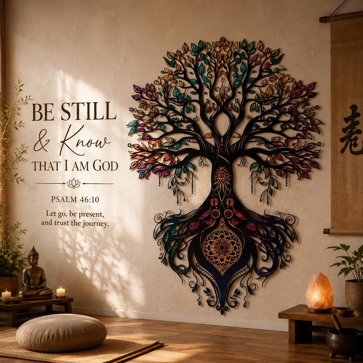 Metal Wall Art Boho Nature Spiritual Botanical Sign, UV Printed Aluminum