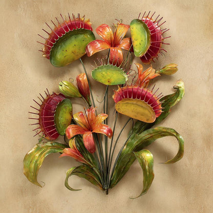 Venus Flytrap Tiger Lily Metal Wall Art, UV Printed Aluminum Sign (2D)