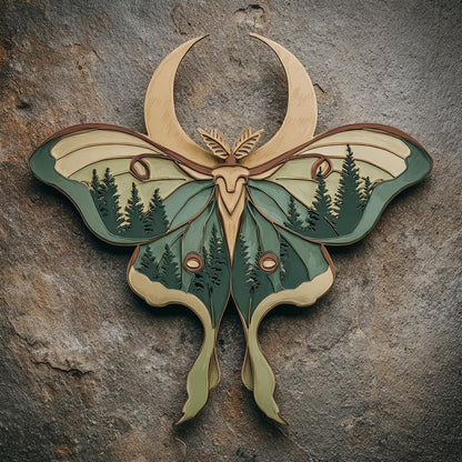 Luna Moth Metal Wall Art, Moon Forest Decor, Gothic Woodland Sign (UV Printed Aluminum)