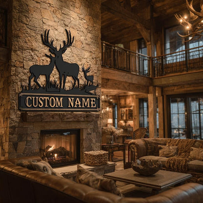 Custom Deer Hunter Metal Sign, Personalized Bow & Rifle Wall Art (UV Printed Aluminum)