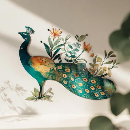 Peacock Metal Wall Art, UV Printed Aluminum Garden Decor, Outdoor Patio Sign
