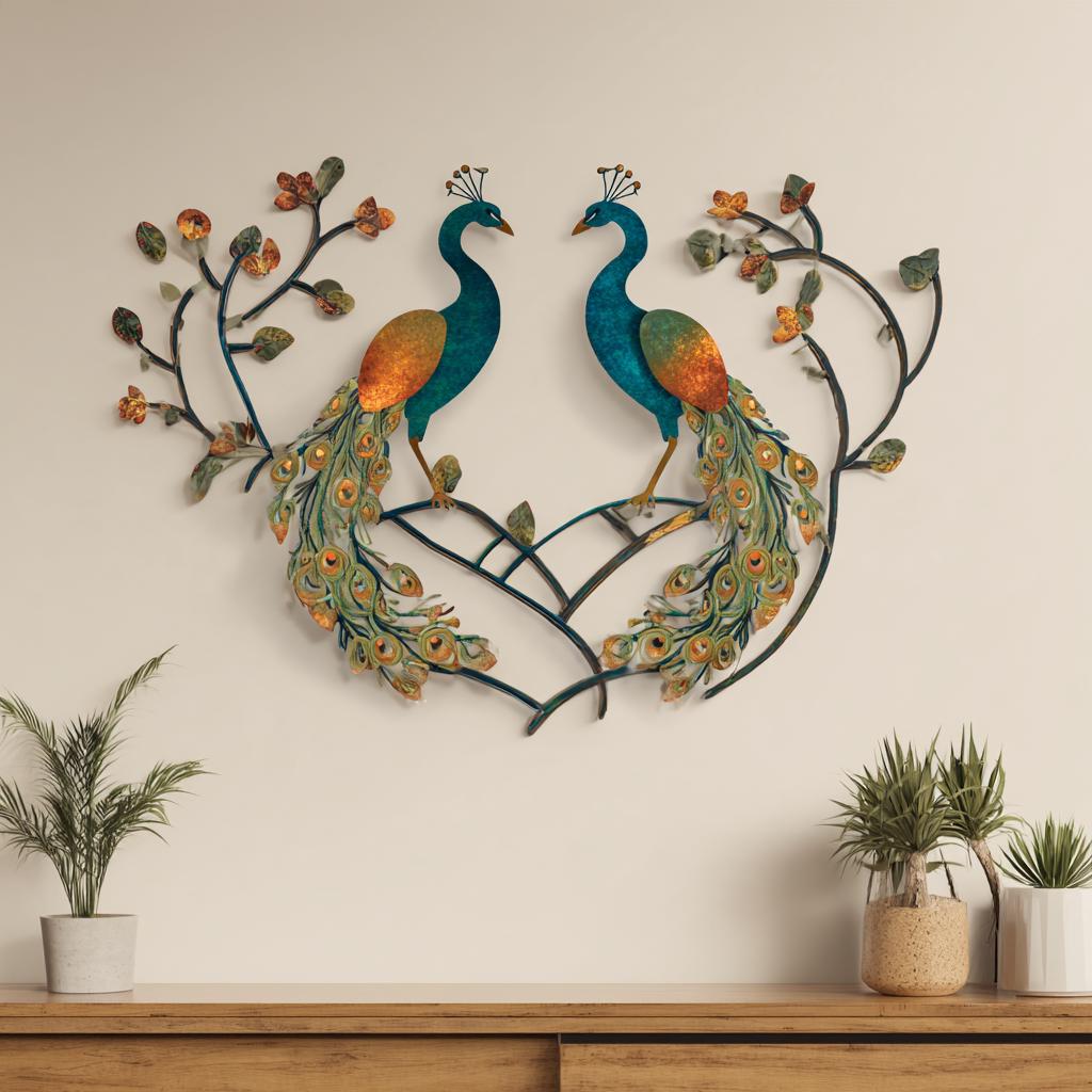 Couple Peacock Metal Wall Art, Romantic Anniversary Gift, UV Printed Aluminum Sign