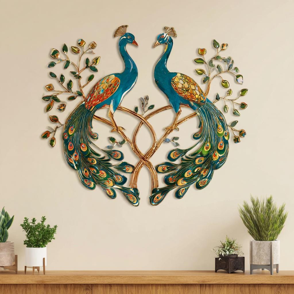 Couple Peacock Metal Wall Art, Romantic Anniversary Gift, UV Printed Aluminum Sign