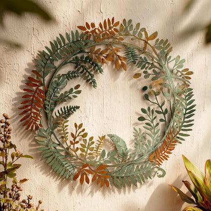UV Printed Aluminum Fern Wall Art, Rustic Garden Metal Decor (2D Flat Sign)