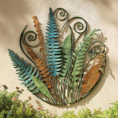 UV Printed Aluminum Fern Wall Art, Rustic Garden Metal Decor (2D Flat Sign)