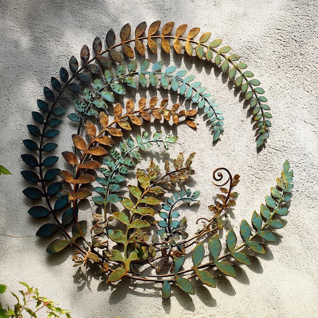 UV Printed Aluminum Fern Wall Art, Rustic Garden Metal Decor (2D Flat Sign)