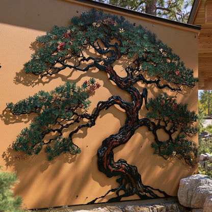 Japanese Pine Tree of Life Metal Wall Art, Zen Garden Decor (UV Printed Aluminum)