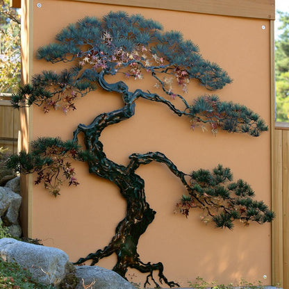 Japanese Pine Tree of Life Metal Wall Art, Zen Garden Decor (UV Printed Aluminum)