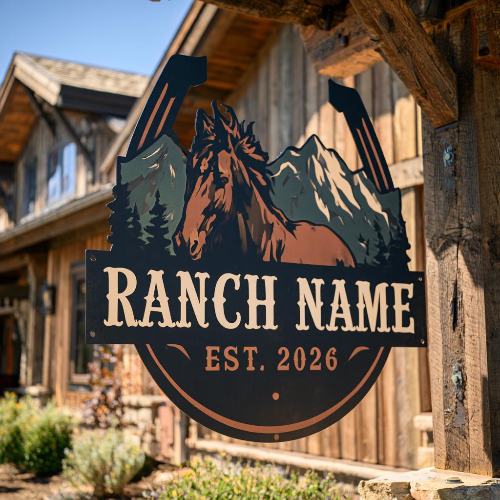 Personalized Horse Ranch Metal Sign: Western Farm Wall Art (UV Printed Aluminum)