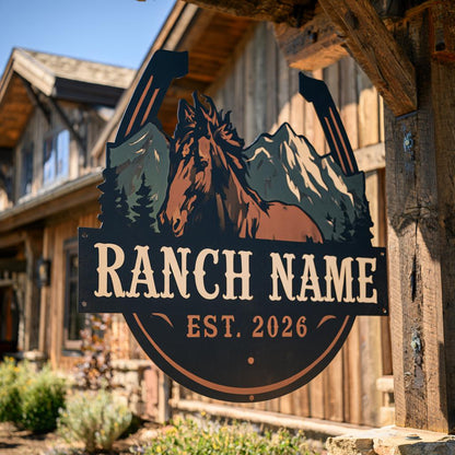 Personalized Horse Ranch Metal Sign: Western Farm Wall Art (UV Printed Aluminum)