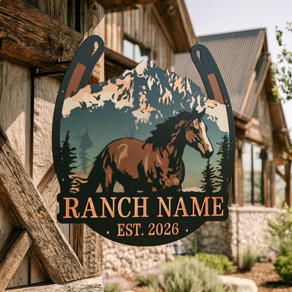 Personalized Horse Ranch Metal Sign: Western Farm Wall Art (UV Printed Aluminum)