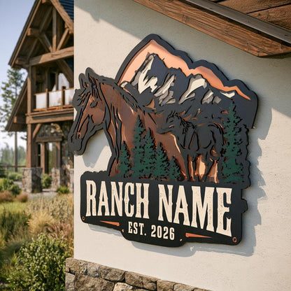 Personalized Horse Ranch Metal Sign: Western Farm Wall Art (UV Printed Aluminum)