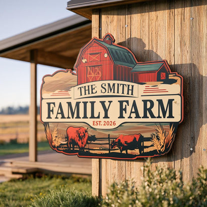 Personalized Family Farm Metal Sign: Highland Cow Barn Art (UV Printed Aluminum)