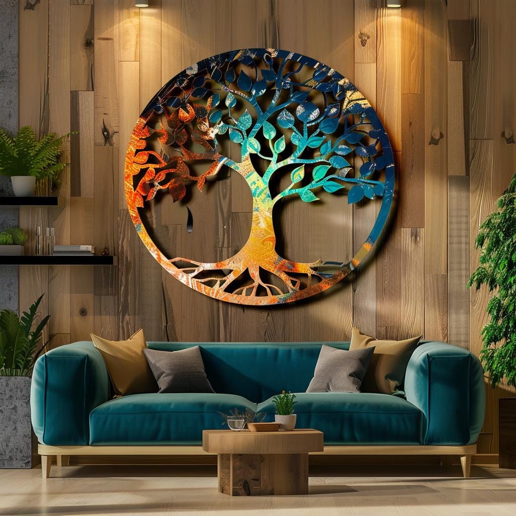 Custom Family Name Tree of Life Metal Wall Art (UV Printed Aluminum)