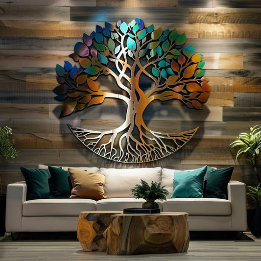 Custom Family Name Tree of Life Metal Wall Art (UV Printed Aluminum)