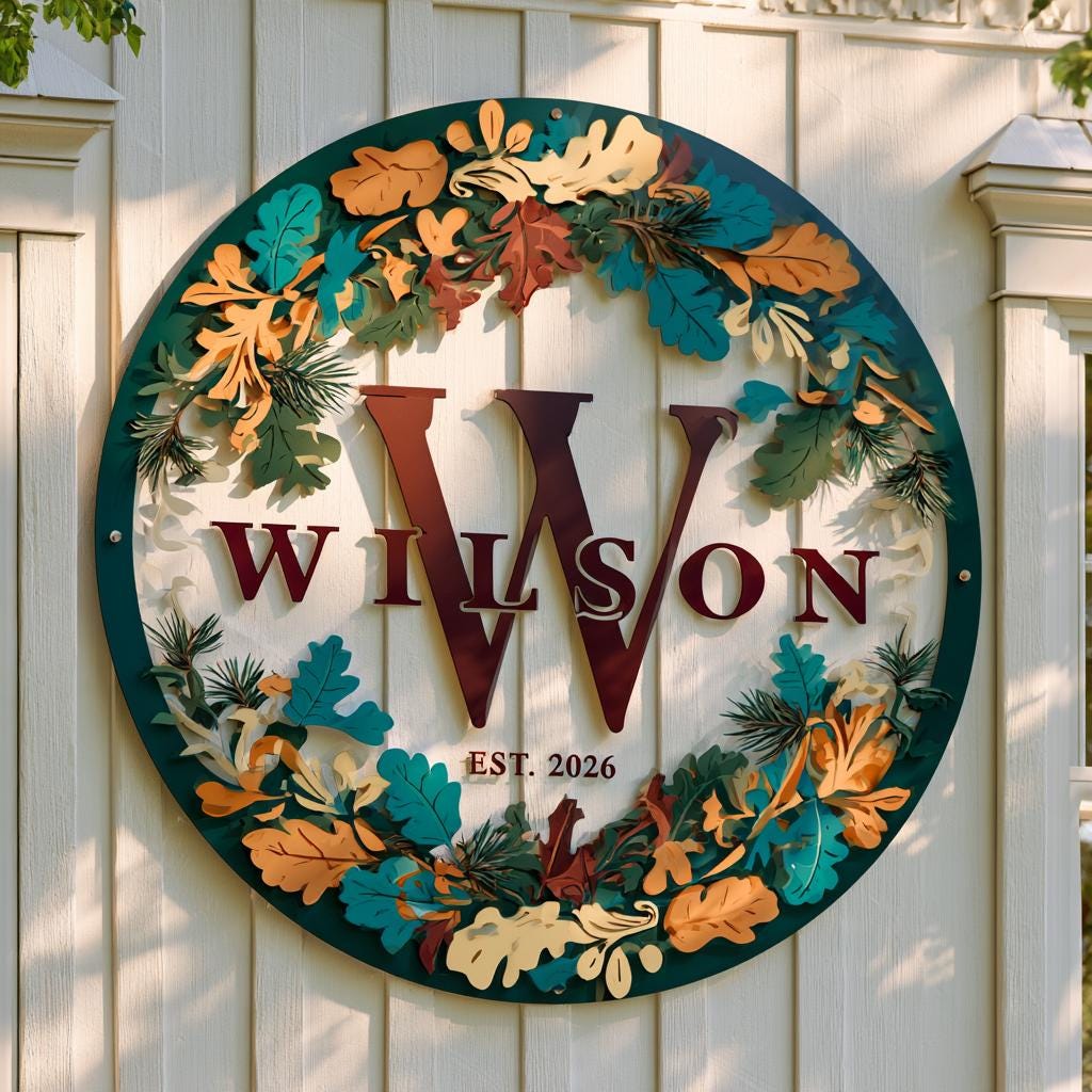 Personalized Family Monogram Metal Wall Art: Rustic Farmhouse Decor (UV Printed Aluminum)