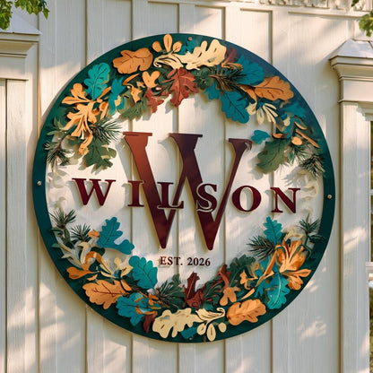 Personalized Family Monogram Metal Wall Art: Rustic Farmhouse Decor (UV Printed Aluminum)