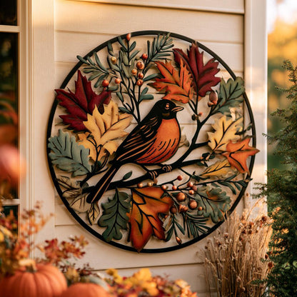 Flock of Birds Metal Wall Art, Autumn Garden Decor, UV Printed Aluminum Sign