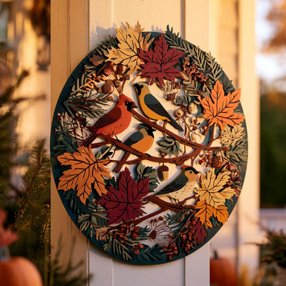 Flock of Birds Metal Wall Art, Autumn Garden Decor, UV Printed Aluminum Sign